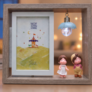 style wooden square frame featuring a rotating 6-inch